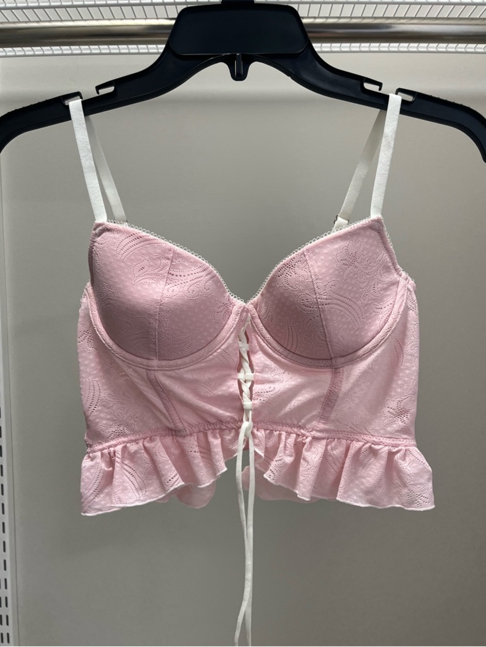 Forever 21 Light Pink Lace Bustier with Ruffle Hem